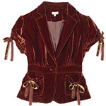 Velvet jacket with ribbon ties, Polo Jeans Co. Ralph Lauren.