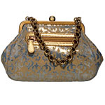Frame bag of leather and brocade, Sondra Roberts.