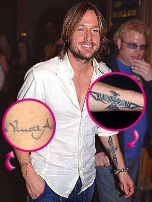 has "Nicole" on his arm for wife Nicole Kidman, has said his tattoos are