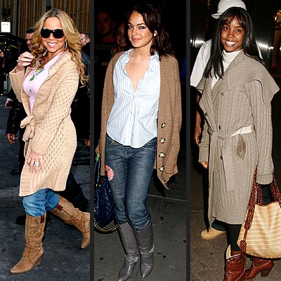 TREND: OVERSIZED CARDIGAN photo | Kelly Rowland, Lindsay Lohan, Mariah Carey