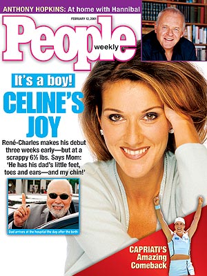  photo | Babies, Celine Dion Cover, Proud Papas, Young Hollywood Moms, Anthony Hopkins, Celine Dion, Jennifer Capriati, Rene Angelil
