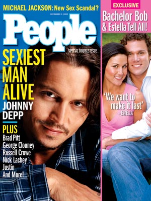  photo | Johnny Depp Cover, Sexiest Man Alive, Bob Guiney, Brad Pitt, Estella Gardinier, George Clooney, Johnny Depp, Justin Timberlake, Nick Lachey, Russell Crowe