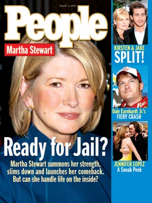  photo | Celebrity Crime, Martha Stewart Cover, Dale Earnhardt Jr., Jake Gyllenhaal, Jennifer Lopez, Kirsten Dunst, Martha Stewart