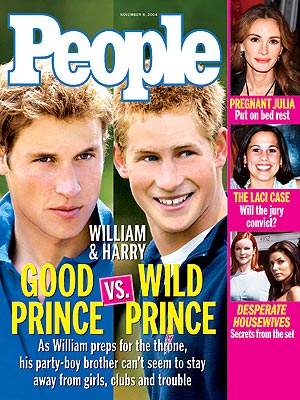  photo | Growing Up on the Cover, Prince Harry Cover, Prince William Cover, The British Royals, Eva Longoria Parker, Julia Roberts, Laci Peterson, Marcia Cross, Prince Harry, Prince William