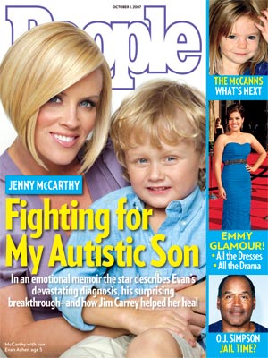  photo | Couples, Kids & Family Life, Autism, Health, Battling Illnesses, Jenny McCarthy Cover, Coping and Overcoming Illness, Young Hollywood Moms, America Ferrera, Jenny McCarthy, Jim Carrey, Madeleine McCann, O.J. Simpson