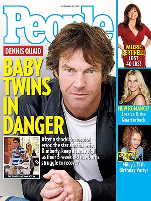  photo | Famous Family Tragedies, Kids & Family Life, Miracle Babies, Medical Conditions, Battling Illnesses, Dennis Quaid Cover, Coping and Overcoming Illness, Dennis Quaid, Jessica Simpson, Kimberly Buffington, Miley Cyrus, Valerie Bertinelli