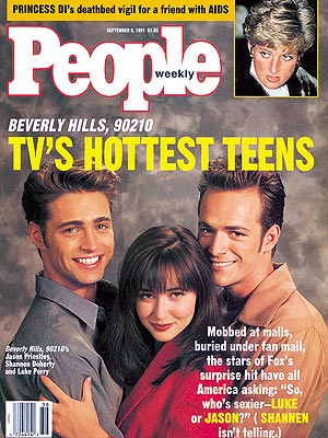  photo | Beverly Hills, 90210, 1990, Jason Priestley Cover, Luke Perry Cover, Shannen Doherty Cover, TV Milestones, Teen Idols, Jason Priestley, Luke Perry, Princess Diana, Shannen Doherty