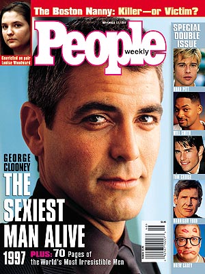 photo | George Clooney Cover, Sexiest Man Alive, Brad Pitt, Drew Carey, George Clooney, Harrison Ford, LouiseWoodward, Tom Cruise, Will Smith