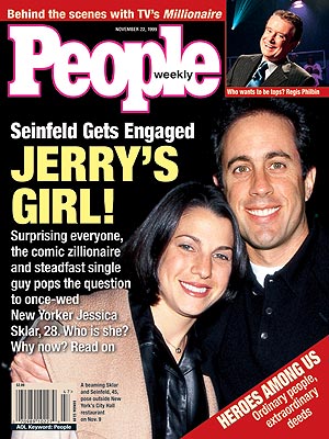  photo | Couples, Engagements, Rollercoaster Romances, Jerry Seinfeld Cover, Jessica Sklar Cover, Jerry Seinfeld, Jessica Sklar, Regis Philbin