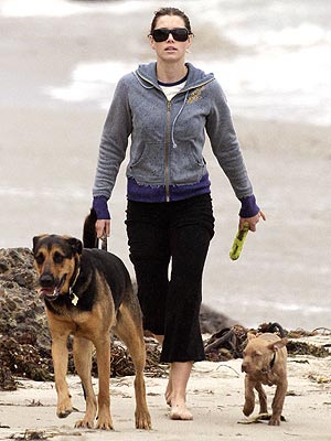 Labels Jessica Biel and her large body guards dogs