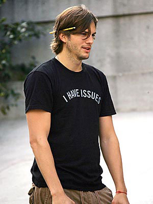 Not exactly afraid to express his opinions Ashton Kutcher sported an I 