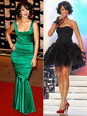 rihanna in green dress