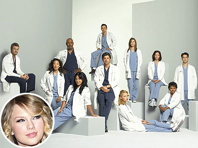 photo | Chandra Wilson, Chyler Leigh, Ellen Pompeo, Eric Dane, James Pickens Jr., Justin Chambers, Katherine Heigl, Kevin McKidd, Patrick Dempsey, Sandra Oh, Sara Ramirez, T.R. Knight, Taylor Swift