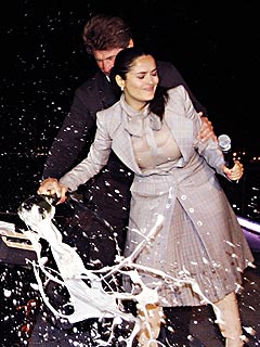 Salma Hayek Gets Help Breaking Open the Bubbly | Salma Hayek