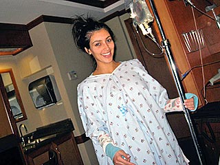 Kim Kardashian Celebrates 28th B'day – in a Hospital Gown