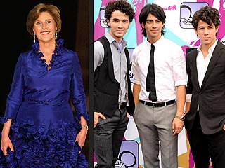 Laura Bush Shares Spotlight with Jonas Brothers