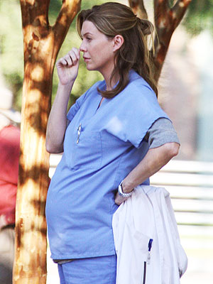 ellen pompeo pregnant on grey. Ellen Pompeo: Bigger Scrubs,