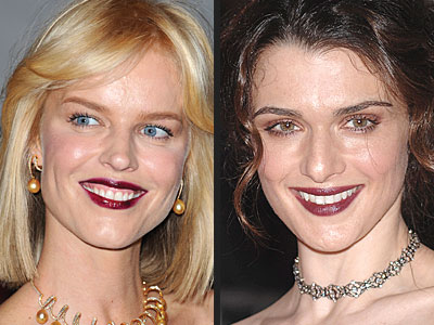 BURGUNDY LIPSTICK photo | Eva Herzigova, Rachel Weisz