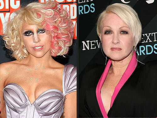 Lady Gaga Makeup Lips. Lady Gaga and Cyndi Lauper