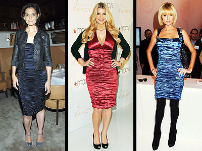 SATIN RUCHED DRESSES  photo | Jessica Simpson, Katie Holmes, Paris Hilton