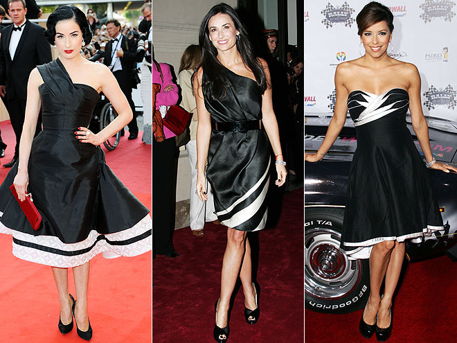BLACK-AND-WHITE DRESSES  photo | Demi Moore, Dita Von Teese, Eva Longoria Parker
