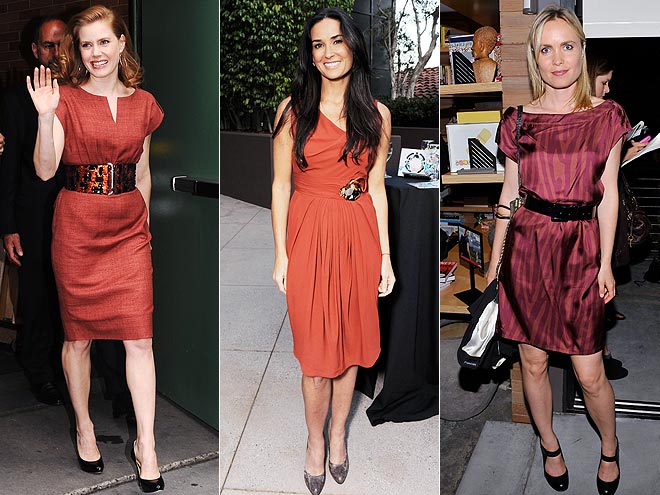 RUST-COLORED DRESSES photo | Would You Wear These Trends, Amy Adams, Demi Moore, Radha Mitchell