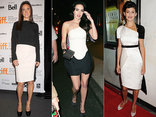 BLACK-AND-WHITE DRESSES
photo | Audrey Tautou, Jennifer Connelly, Megan Fox