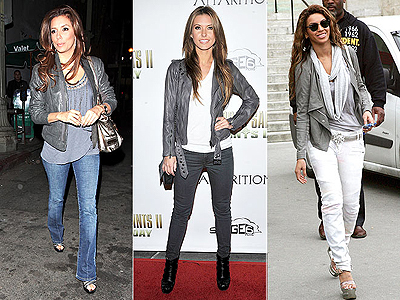 GRAY LEATHER JACKETS | Audrina Patridge, Beyonce Knowles, Eva Longoria Parker