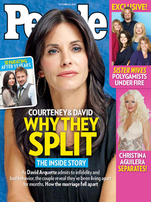  photo | Breakups, Sister Wives, Courteney Cox Cover, Christina Aguilera, Courteney Cox, David Arquette