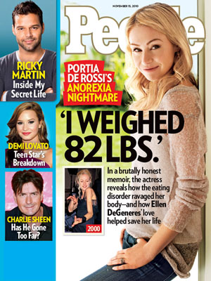  photo | Eating Disorders and Struggles, Portia de Rossi Cover, Scary Skinny, Charlie Sheen, Demi Lovato, Portia de Rossi, Ricky Martin