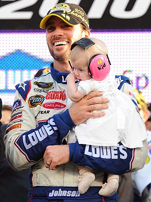 nascar jimmie johnson wife. Jimmie Johnson totes daughter