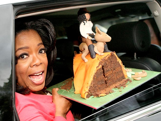 will smith and family on oprah. Oprah gets her own cake after