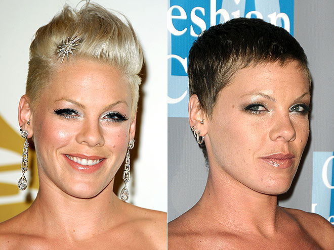 Pink goes shorter with this pixie haircut and 'kicks' it up one more notch 