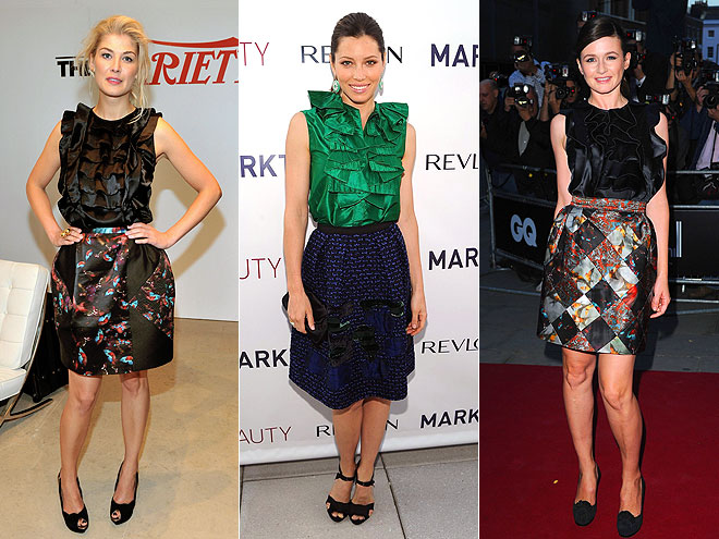 RUFFLED BLOUSES  photo | Emily Mortimer, Jessica Biel, Rosamund Pike