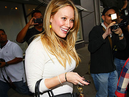 Pregnant Hilary Duff Enjoys a Healthy Lunch with a Friend