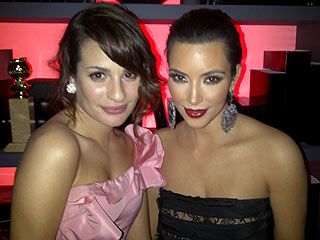 Kim Kardashian Gleeks Out at Golden Globes| Golden Globe Awards 2011, Glee, Kim Kardashian