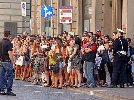 Italian fans await the arrival of the stars of Jersey Shore in Florence