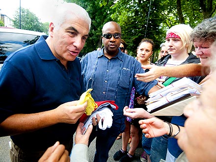 Mitch Winehouse Hands Out Amy's Clothes