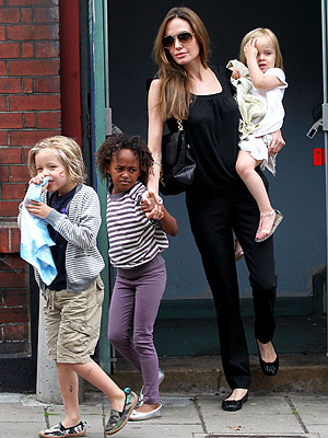 Angelina Jolie Catches Smurfs with Her Girls | Angelina Jolie