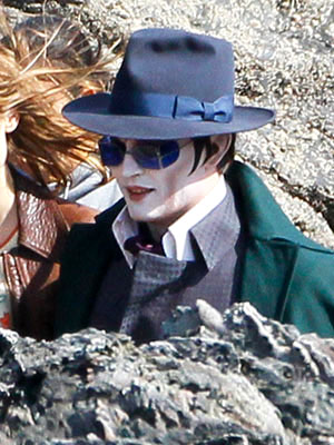 Johnny Depp Sports Bright White Makeup on Dark Shadows Set | Johnny Depp