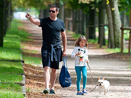 Hugh Jackman, Daughter and Dog Enjoy Paris