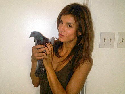 Elisabetta Canalis Helps Injured Pigeon