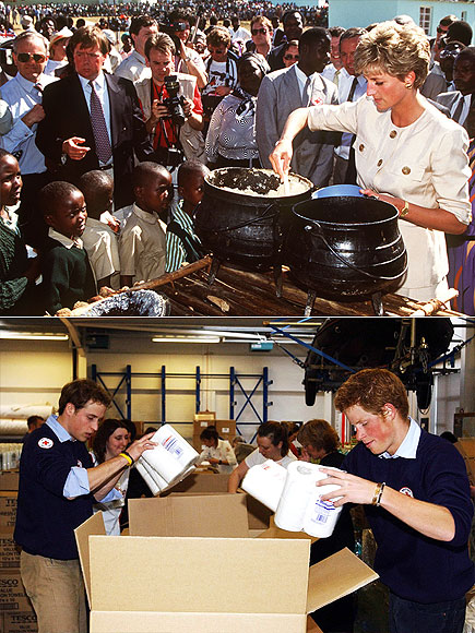 PITCHING IN WITH THE RED CROSS photo | Prince Harry, Prince William, Princess Diana
