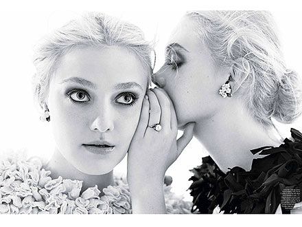 Dakota Fanning Elle Fanning Mario Sorrenti for W