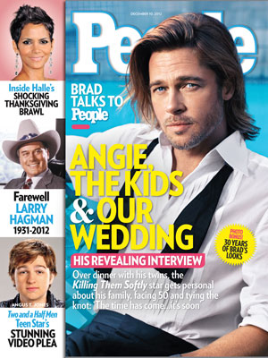  photo | Brad Pitt Cover, Angus T. Jones, Brad Pitt, Halle Berry, Larry Hagman