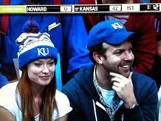 Olivia Wilde & Jason Sudeikis Cheer on the Jayhawks – Together | Jason Sudeikis, Olivia Wilde