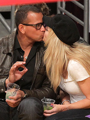 Alex Rodriguez & Torrie Wilson Smooch at Lakers Game