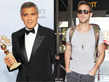 Golden Globes Winner George Clooney for Descendants on Ryan Gosling