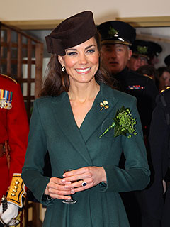 Kate Hands Out Shamrocks to the Irish Guards