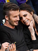 David Beckham Gets a Birthday Cuddle from Victoria at Lakers Game | David Beckham, Victoria Beckham